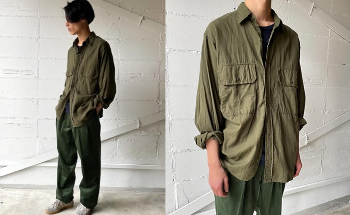 3 comoli 21ss ベタシャン　cpo シャツ　オリーブ