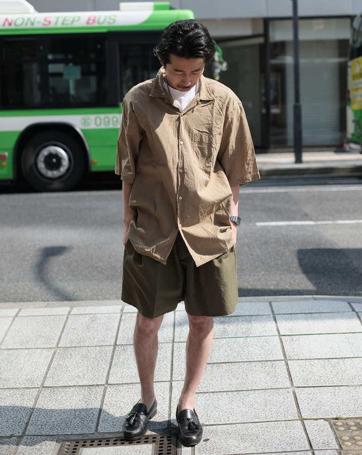 オックスフォードブルー comoli ベタシャンオープンカラーシャツ